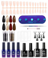 Beetles Gel Polish Nail Art Set, Beetles X DIY Nails with Nail Tips, Leopard Print Nail Foil Stickers, Brushes&Nail Tips Holder Set, Burgundy Brown Cat Eye Gel Polish Gifts for Women