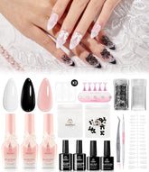 Beetles Christmas Gift Gel Nail Polish Set, Wedding Nail Lace Poem Beetles X DIY Nail Trend Kit with Bow Pearl Lace Transfer Stickers and Manicure Tools Gifts for Women