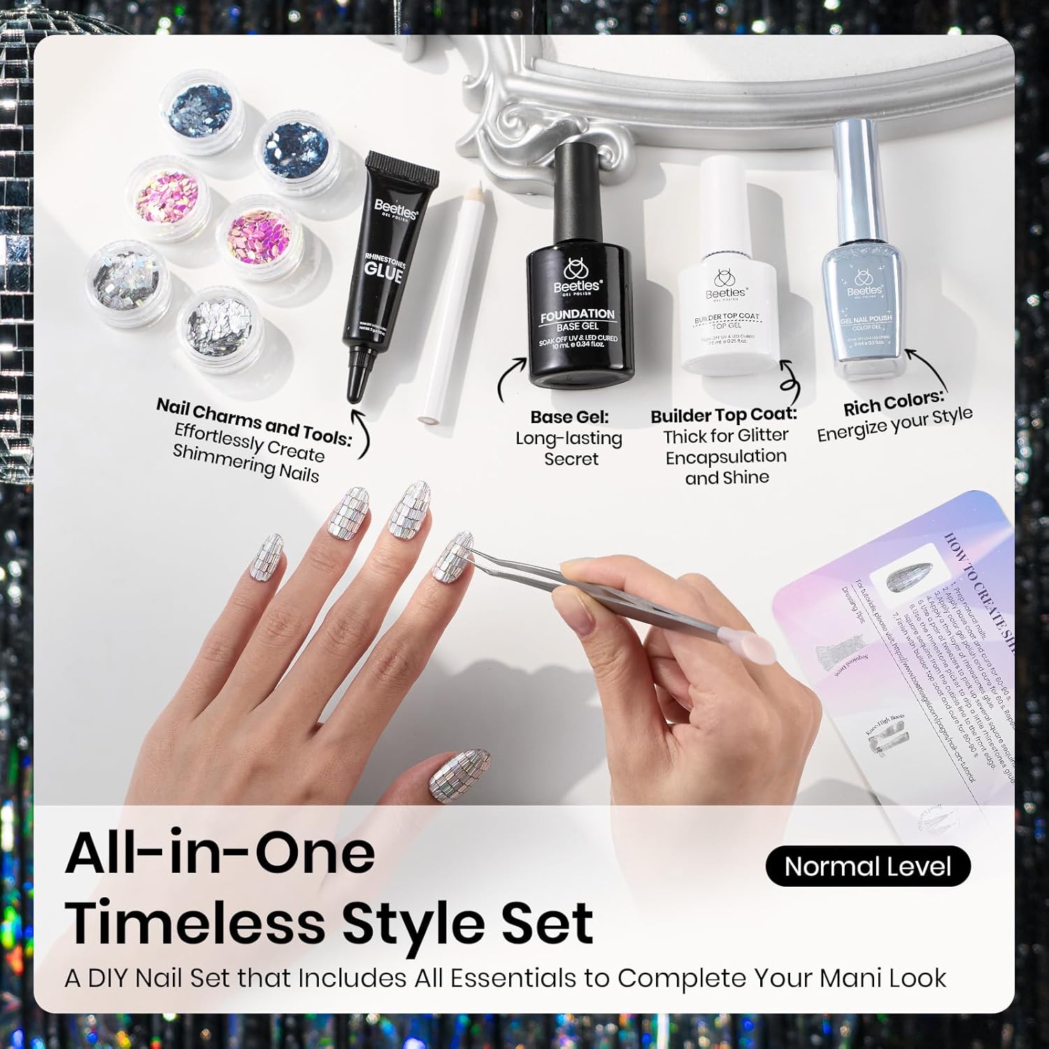 Beetles Christmas Gift Gel Nail Polish Set, Wedding Nail Lace Poem Beetles X DIY Nail Trend Kit with Bow Pearl Lace Transfer Stickers and Manicure Tools Gifts for Women