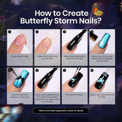Beetles Cat Eye Gel Nail Polish Set with Glossy Top & Base Coat, Pink Blue Gel Polish Cat Eye Gel Nail Butterfly Storm DIY Kit Soak Off LED, Nail Art Salon at Home Beauty Gifts for Her Women
