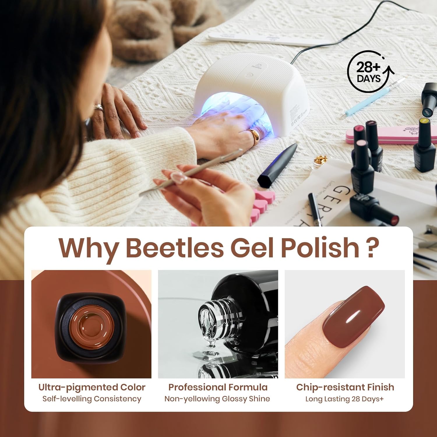 Beetles Christmas Gift Gel Nail Polish Set, Beetles X DIY Nail with Base&Top Coat Green Glitter White Wilderness City Gel Polish for DIY Series Color Trend Set