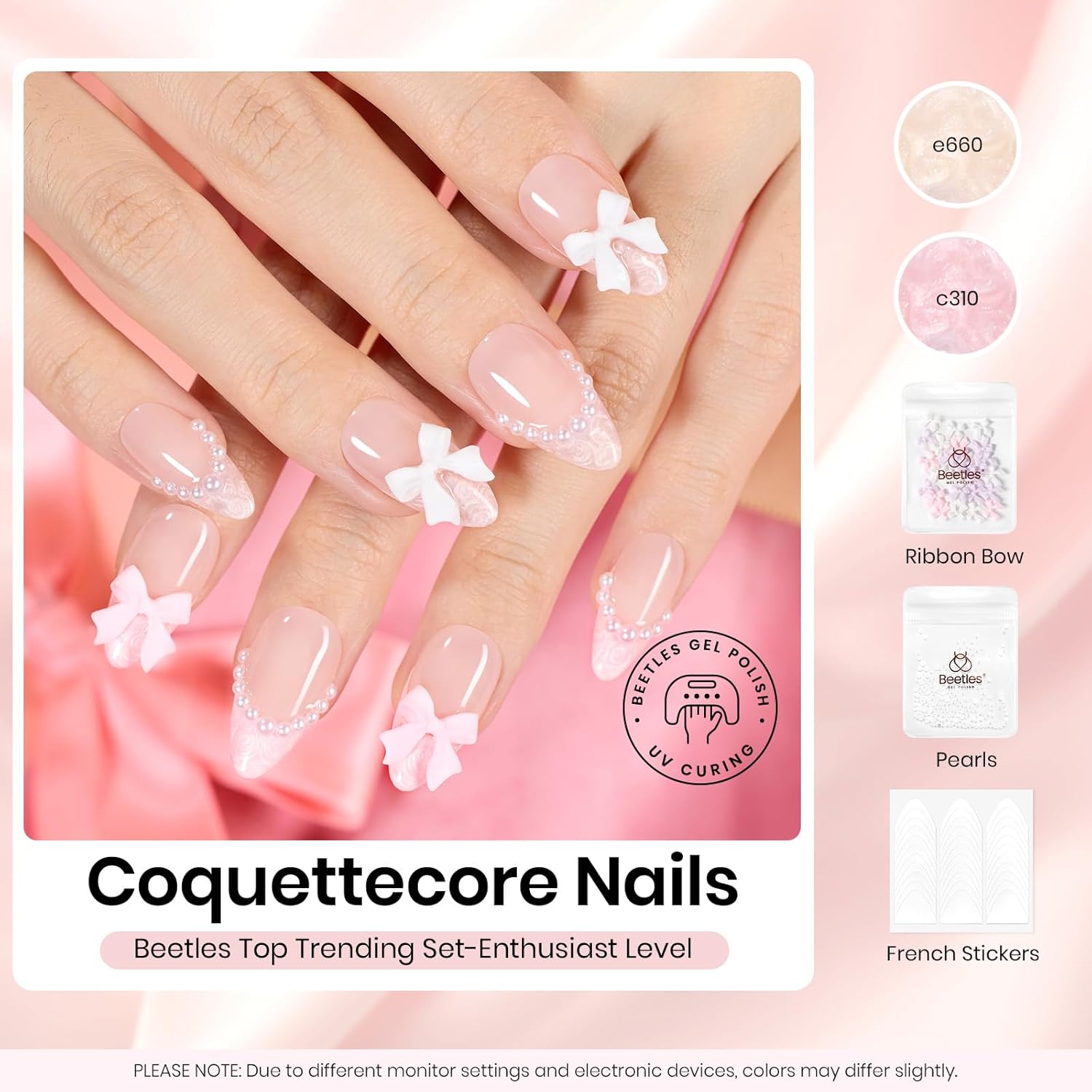 Beetles Christmas Gift Gel Nail Polish Set, Wedding Nail Lace Poem Beetles X DIY Nail Trend Kit with Bow Pearl Lace Transfer Stickers and Manicure Tools Gifts for Women