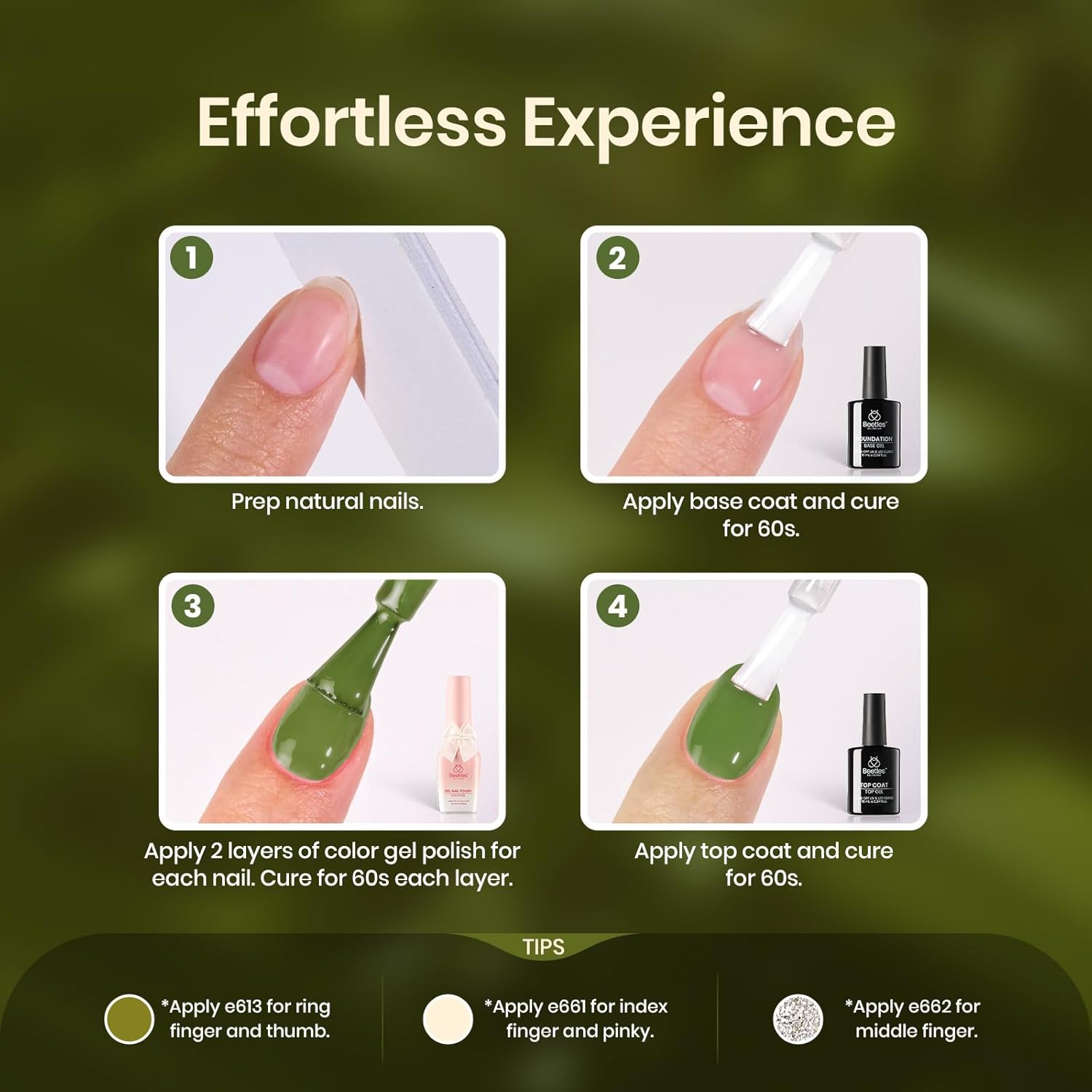Beetles Christmas Gift Gel Nail Polish Set, Beetles X DIY Nail with Base&Top Coat Green Glitter White Wilderness City Gel Polish for DIY Series Color Trend Set