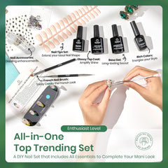 Beetles Gel Nail Polish Gift Set, Beetles X DIY Nail Songs of Ballet Nail Trend Set Pearl nail polish with Nail Charm Ribbon Bow Pearls French Stickers DIY Collection home Salon Gift for Women