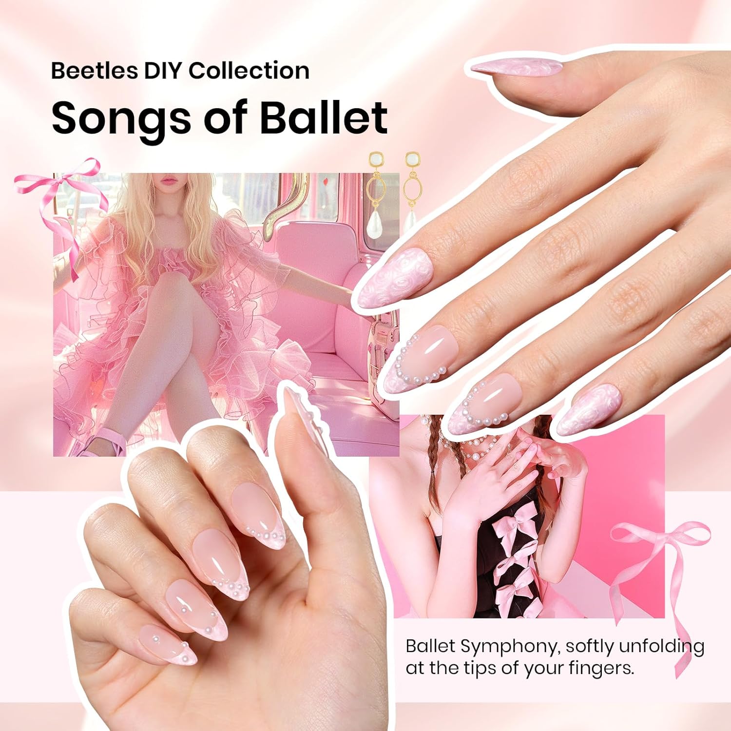 beetles Gel Nail Polish Valentine Gift Set-All in 1 Gel Polish Kit Beetles X DIY nail UV Gel Polish with Top Base Coat,Nail Glue,Nail Tips,Nail Charms-Special Elegant DIY Nail Kit for Women