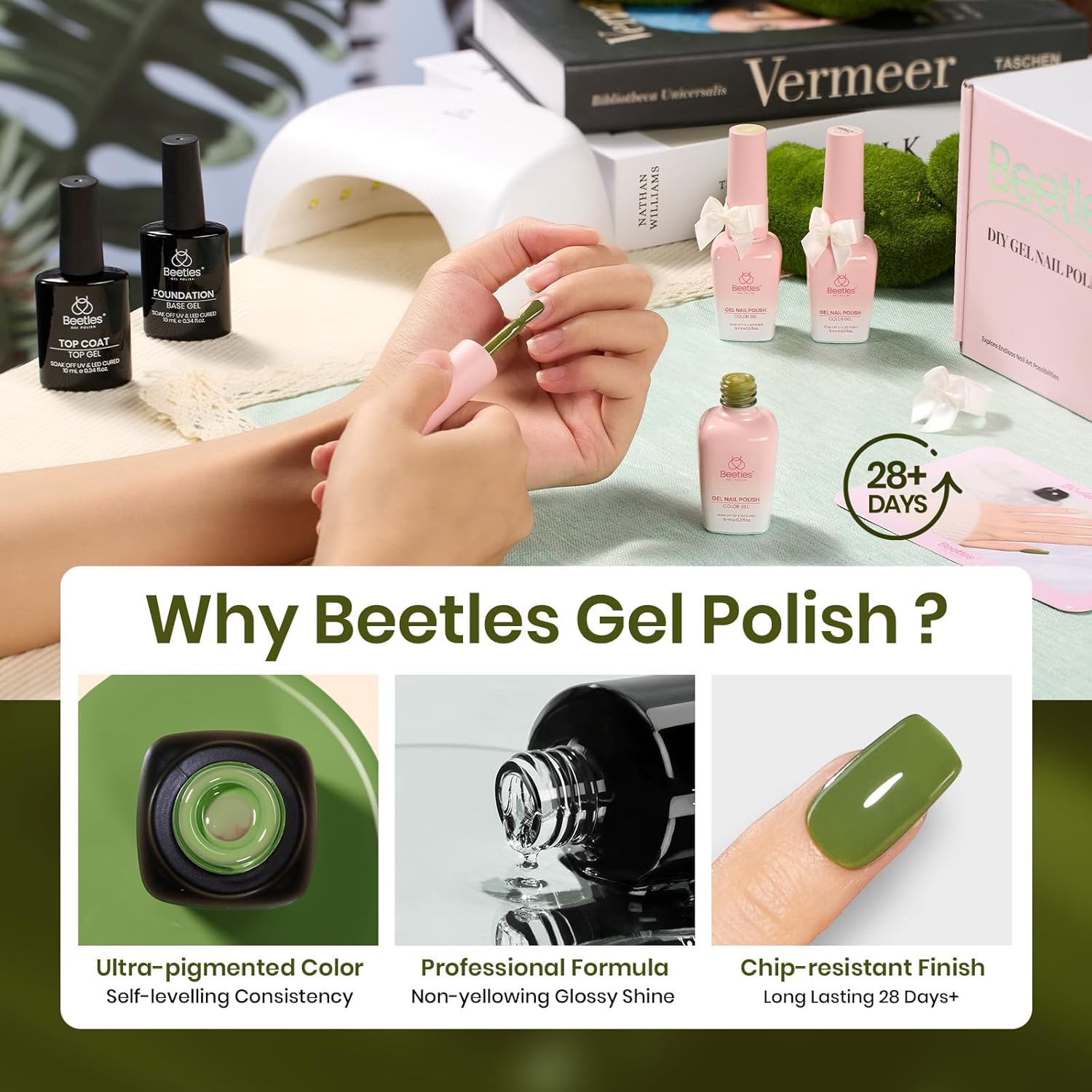 Beetles Christmas Gift Gel Nail Polish Set, Beetles X DIY Nail Brown Glitter Gel Nail Polish with Base&Top Coat for DIY Series Color Trend Set