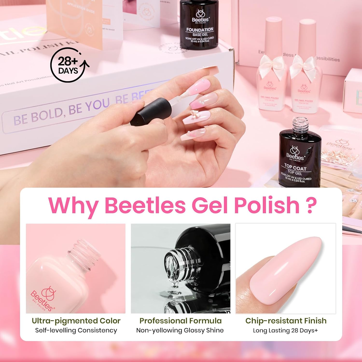 Beetles Christmas Gift Gel Nail Polish Set, Wedding Nail Lace Poem Beetles X DIY Nail Trend Kit with Bow Pearl Lace Transfer Stickers and Manicure Tools Gifts for Women