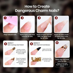Beetles Gel Polish Nail Art Set, Beetles X DIY Nails with Nail Tips, Leopard Print Nail Foil Stickers, Brushes&Nail Tips Holder Set, Burgundy Brown Cat Eye Gel Polish Gifts for Women