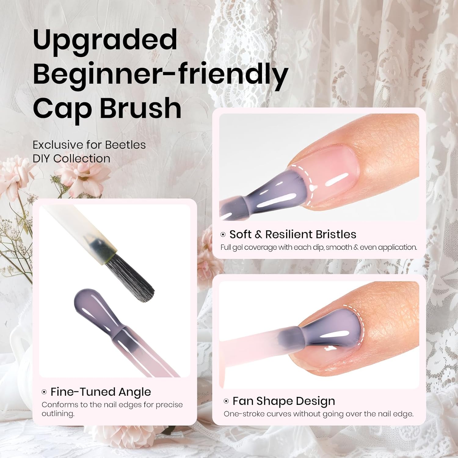 Beetles Christmas Gift Gel Nail Polish Set, Wedding Nail Lace Poem Beetles X DIY Nail Trend Kit with Bow Pearl Lace Transfer Stickers and Manicure Tools Gifts for Women