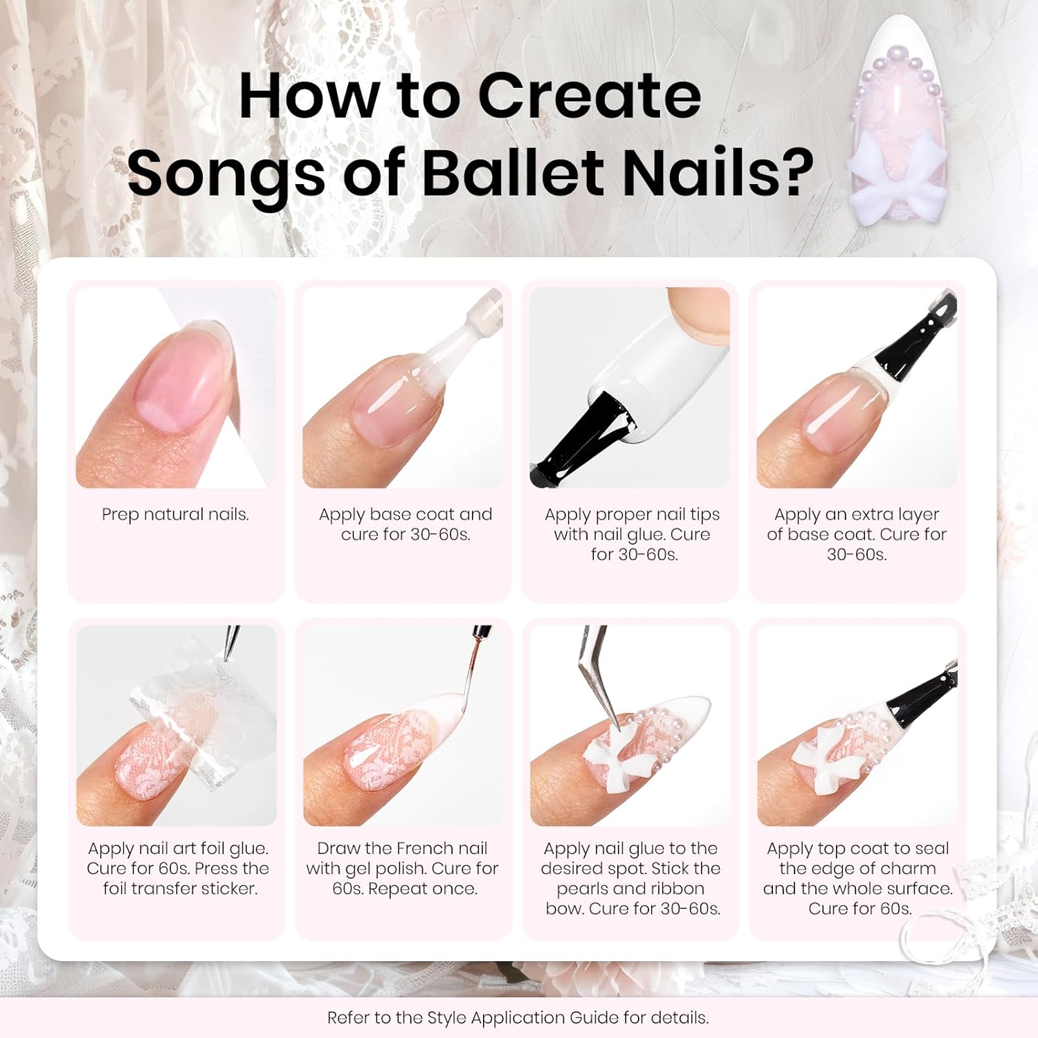 Beetles Christmas Gift Gel Nail Polish Set, Wedding Nail Lace Poem Beetles X DIY Nail Trend Kit with Bow Pearl Lace Transfer Stickers and Manicure Tools Gifts for Women
