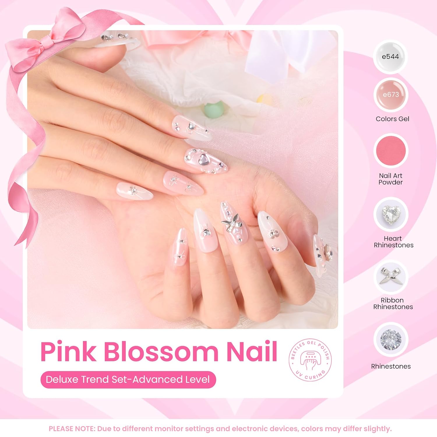 Beetles Christmas Gift Gel Nail Polish Set, Wedding Nail Lace Poem Beetles X DIY Nail Trend Kit with Bow Pearl Lace Transfer Stickers and Manicure Tools Gifts for Women