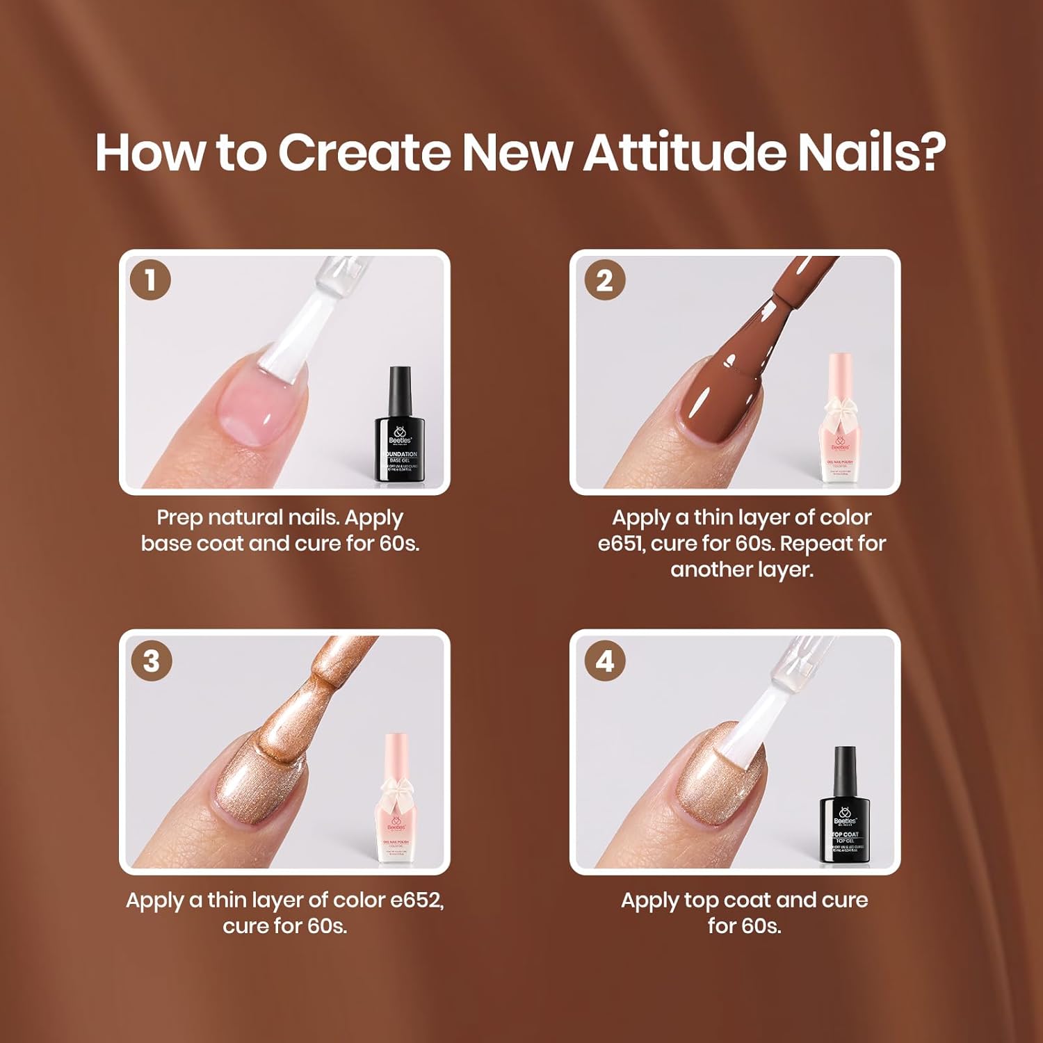 Beetles Christmas Gift Gel Nail Polish Set, Beetles X DIY Nail Brown Glitter Gel Nail Polish with Base&Top Coat for DIY Series Color Trend Set