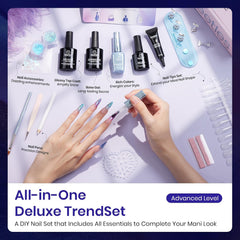 Beetles Gel Nail Polish Set, Advanced Trend Gel Polish Kit with Chrome Nail Powder Beetles X DIY nail All You Need CoquetteNails Balletcore Manicure Kit Gift for Women Girls