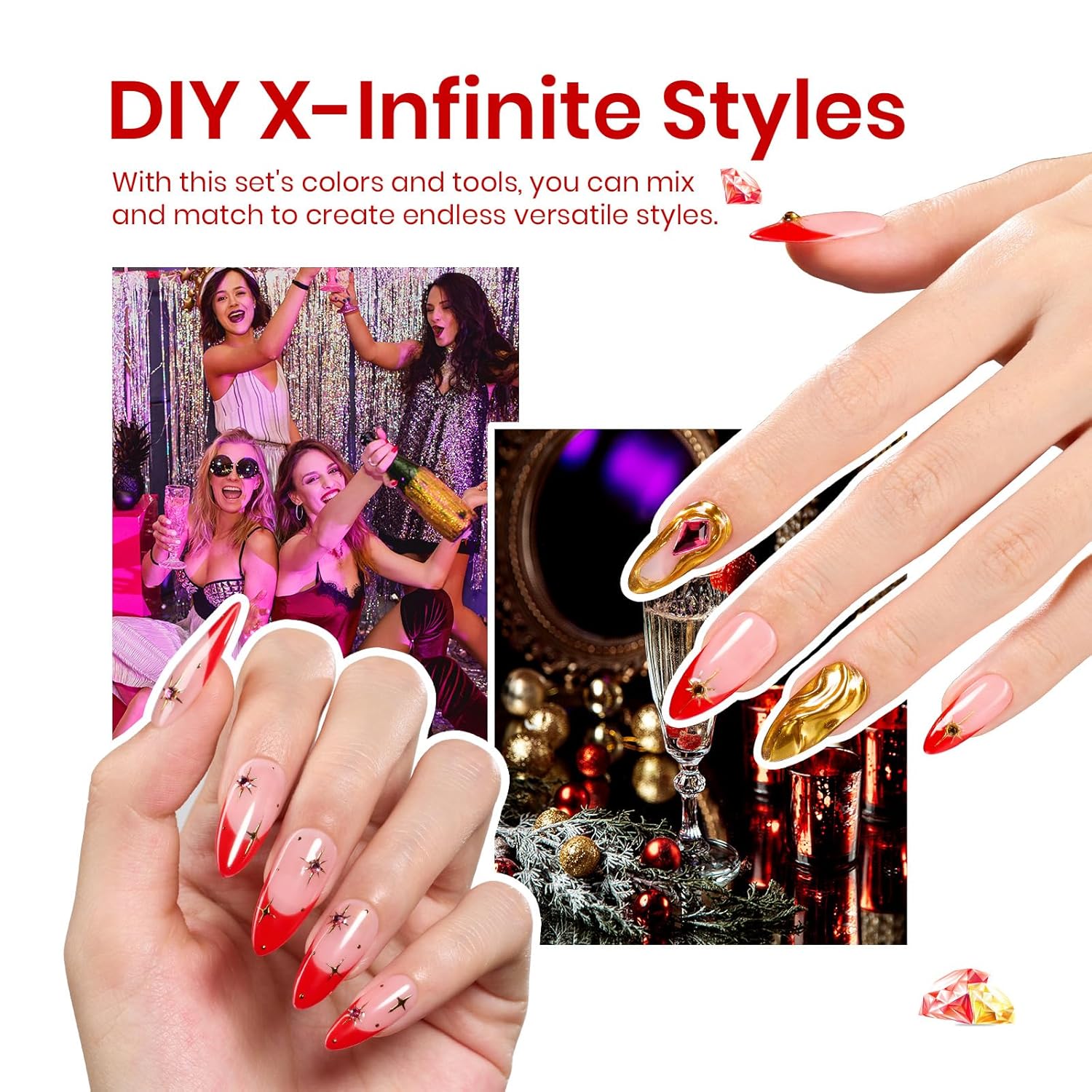 Beetles Christmas Gift Gel Nail Polish Set, Wedding Nail Lace Poem Beetles X DIY Nail Trend Kit with Bow Pearl Lace Transfer Stickers and Manicure Tools Gifts for Women