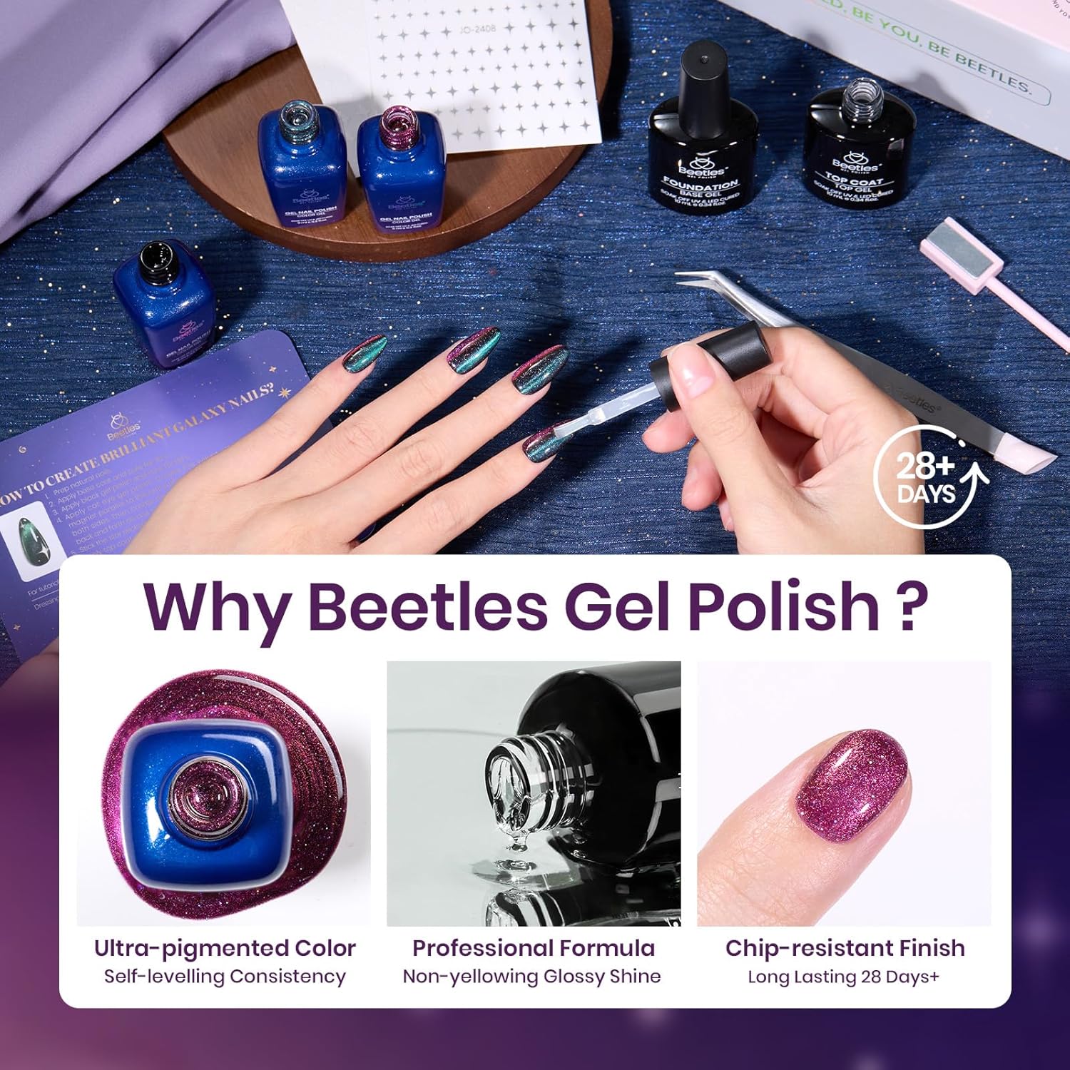 Beetles Christmas Gift Gel Nail Polish Set, Wedding Nail Lace Poem Beetles X DIY Nail Trend Kit with Bow Pearl Lace Transfer Stickers and Manicure Tools Gifts for Women