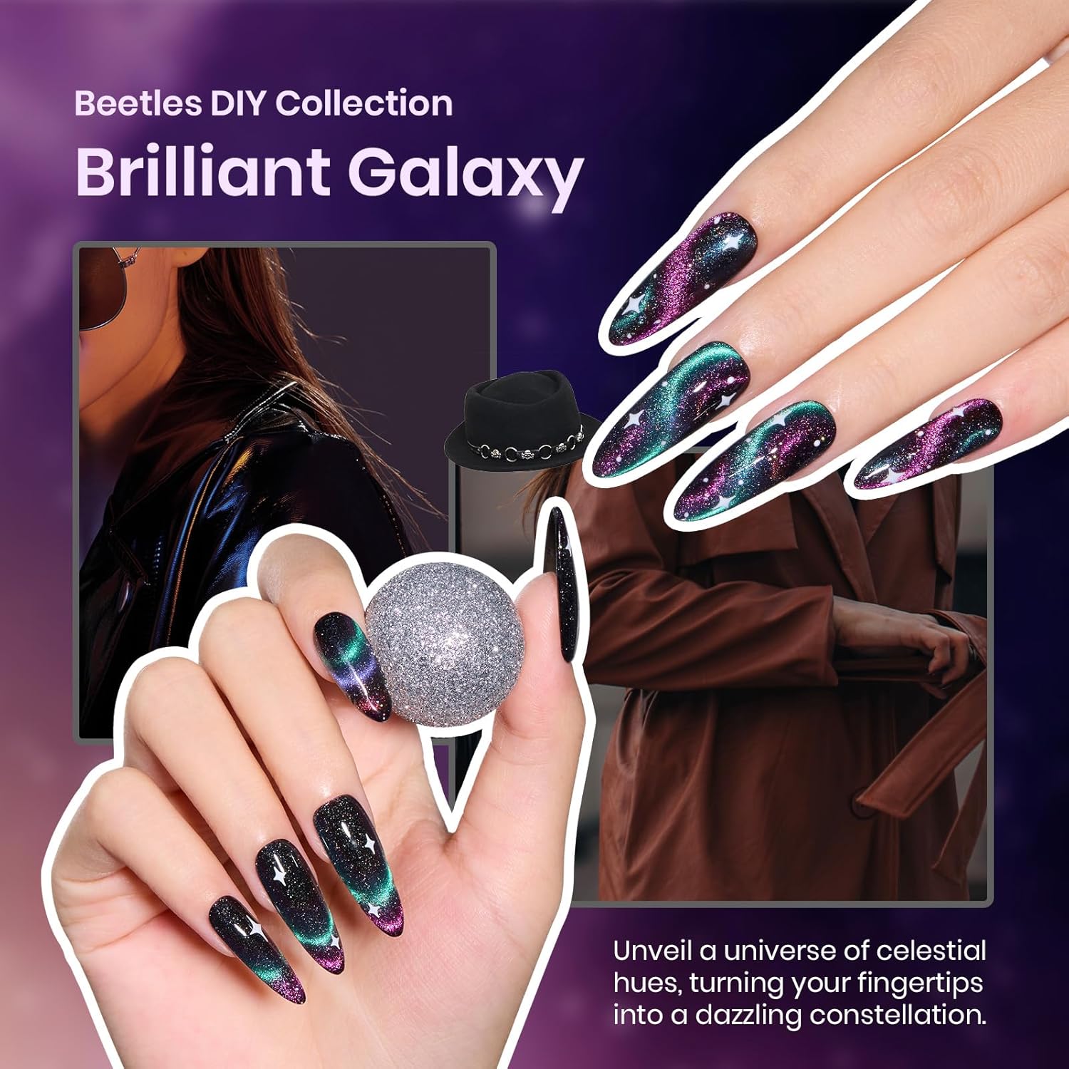 Beetles Christmas Gift Gel Nail Polish Set, Wedding Nail Lace Poem Beetles X DIY Nail Trend Kit with Bow Pearl Lace Transfer Stickers and Manicure Tools Gifts for Women
