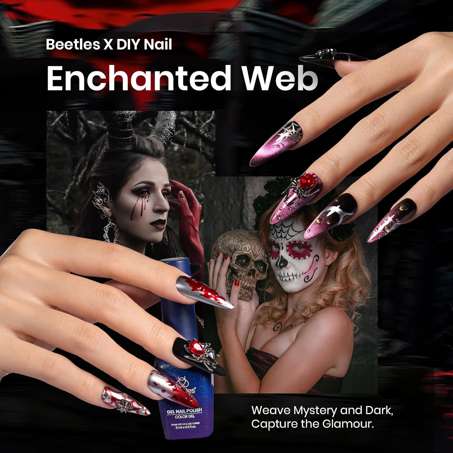 Beetles Christmas Gift Gel Nail Polish Set, Wedding Nail Lace Poem Beetles X DIY Nail Trend Kit with Bow Pearl Lace Transfer Stickers and Manicure Tools Gifts for Women
