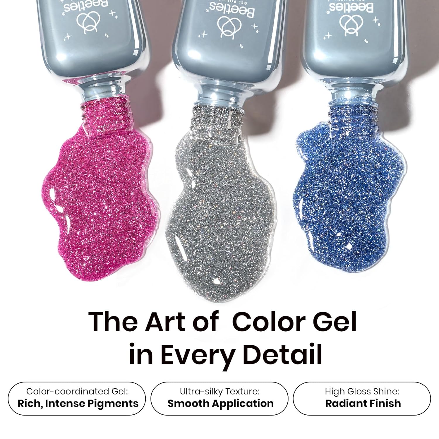 beetles Gel Nail Polish Valentine Gift Set-All in 1 Gel Polish Kit Beetles X DIY nail UV Gel Polish with Top Base Coat,Nail Glue,Nail Tips,Nail Charms-Special Elegant DIY Nail Kit for Women