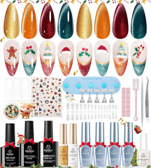 Beetles Gel Nail Polish Set Red Green Cat Eye Gel Polish and Gold Metallic Nail Art Gel Liner with Base&Top Coat Beetles X DIY Nail Stickers for Party Gift Women