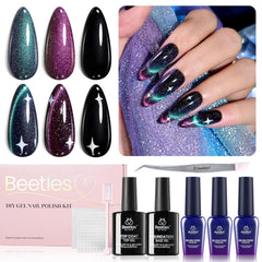 beetles Gel Nail Polish Valentine Gift Set-All in 1 Gel Polish Kit Beetles X DIY nail UV Gel Polish with Top Base Coat,Nail Glue,Nail Tips,Nail Charms-Special Elegant DIY Nail Kit for Women